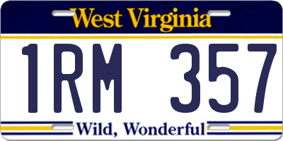 WV license plate 1RM357