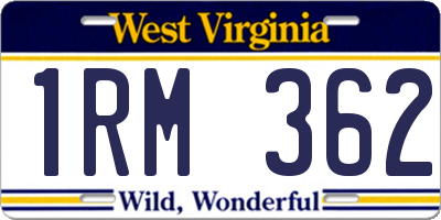 WV license plate 1RM362