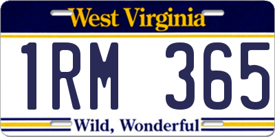 WV license plate 1RM365
