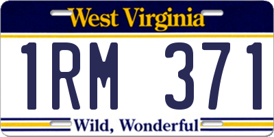WV license plate 1RM371