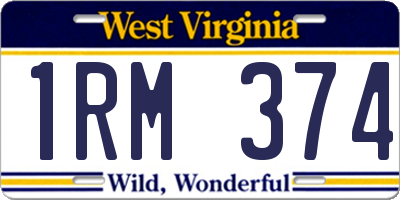 WV license plate 1RM374