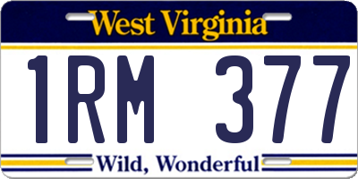 WV license plate 1RM377