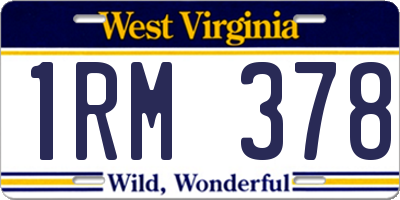 WV license plate 1RM378