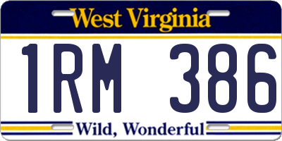 WV license plate 1RM386