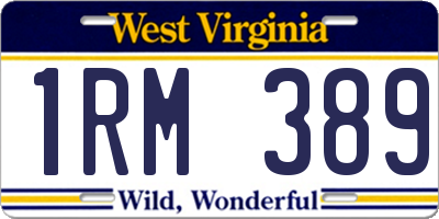 WV license plate 1RM389