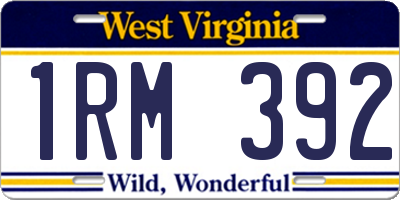 WV license plate 1RM392
