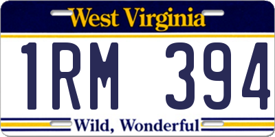 WV license plate 1RM394