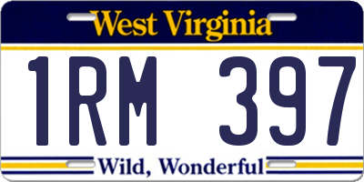 WV license plate 1RM397