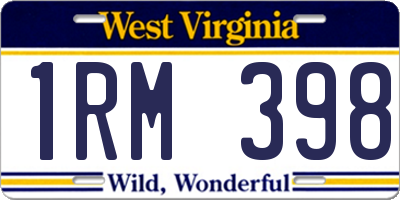 WV license plate 1RM398