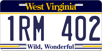 WV license plate 1RM402