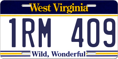 WV license plate 1RM409