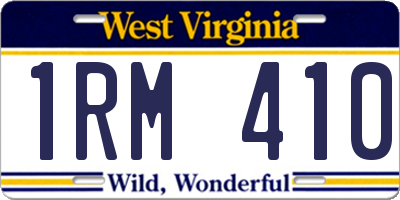 WV license plate 1RM410