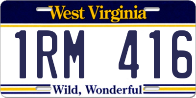 WV license plate 1RM416