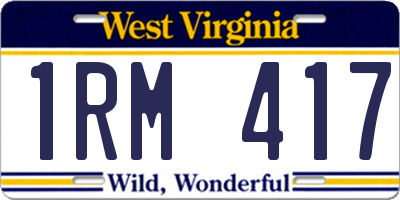 WV license plate 1RM417