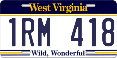 WV license plate 1RM418