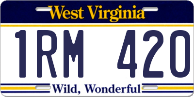 WV license plate 1RM420