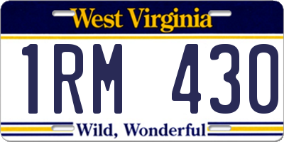 WV license plate 1RM430