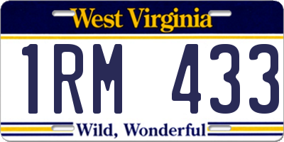 WV license plate 1RM433