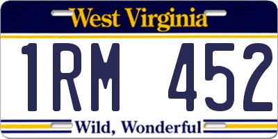 WV license plate 1RM452