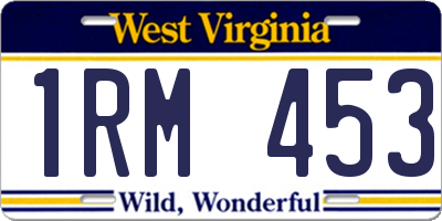 WV license plate 1RM453