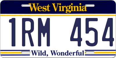 WV license plate 1RM454