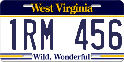WV license plate 1RM456