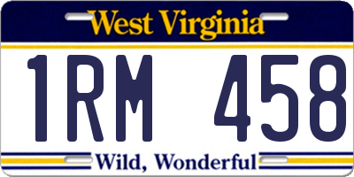 WV license plate 1RM458