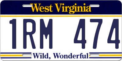 WV license plate 1RM474