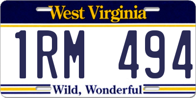 WV license plate 1RM494