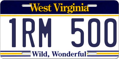 WV license plate 1RM500