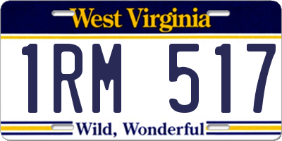 WV license plate 1RM517