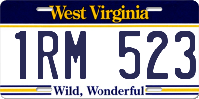 WV license plate 1RM523