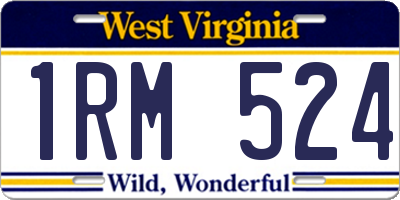 WV license plate 1RM524
