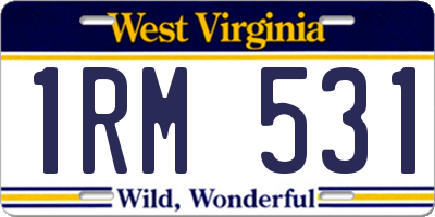 WV license plate 1RM531