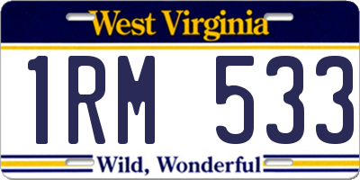 WV license plate 1RM533