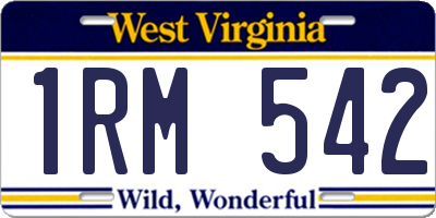 WV license plate 1RM542