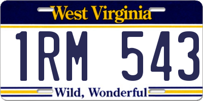 WV license plate 1RM543