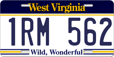 WV license plate 1RM562