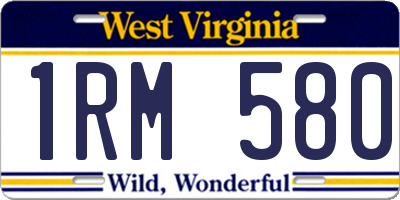 WV license plate 1RM580