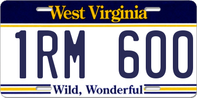 WV license plate 1RM600