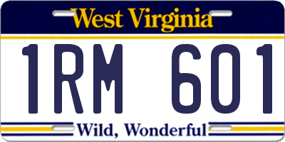 WV license plate 1RM601