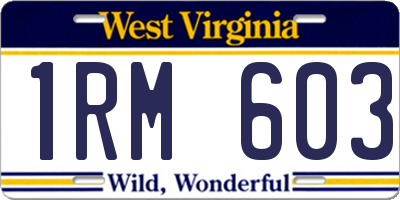 WV license plate 1RM603