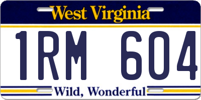 WV license plate 1RM604