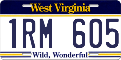 WV license plate 1RM605