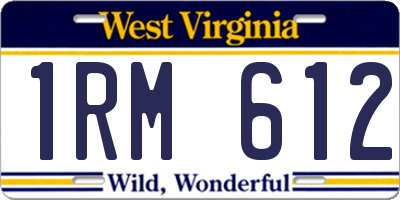 WV license plate 1RM612