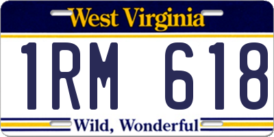 WV license plate 1RM618