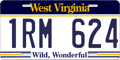 WV license plate 1RM624