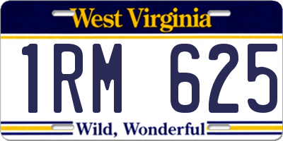 WV license plate 1RM625
