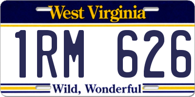 WV license plate 1RM626