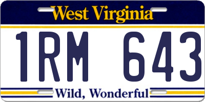 WV license plate 1RM643